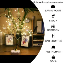 bella faccia LED Tabletop Bonsai Tree Light Touch Switch DIY Artificial Light Tree Lamp Table Lamp image 3