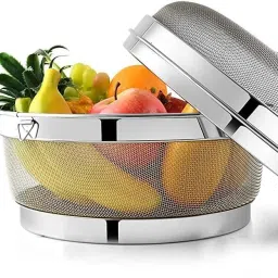Fruit & Vegetable Storage Basket with Lid 23CM | Premium Mesh Basket Stainless Steel, Steel Fruit & Vegetable Basket-image-17