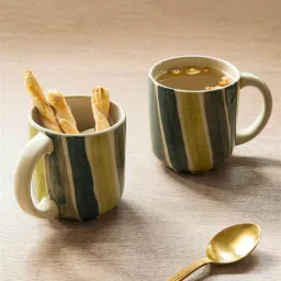 ellementry Ness 250ml Green & White Ceramic (Set of 2) Coffee Mug-picture-5