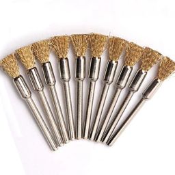 10 Pcs brass wire brush for polishing and cleaning (Gold) Cylinder Brush-15