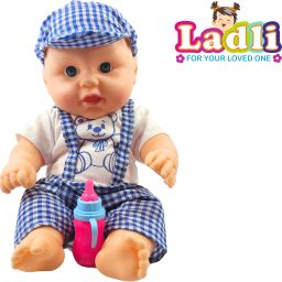 Rubber Doll for Kids Dress Golu baba Doll for Kids with Milk Bottle Movable Arms-image-45