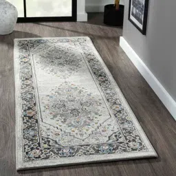Grey Abstract Polypropylene 59x24 Inches Machine Made Floor Runner By Obsessions-picture-0