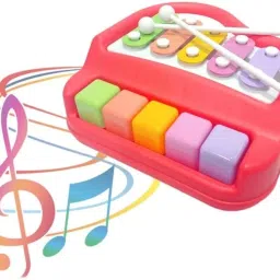 Non Battery 2 in 1 Mini Piano and Xylophone Toy with Colorful Keys & 2 Mallets-2
