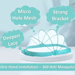 safemyles Nylon Infants Baby Folding Crib Mosquito Net Ocean Green Crib net Big Size Mosquito Net image 4