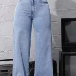 Women Loose Fit Mid Rise Light Blue Jeans-image-125