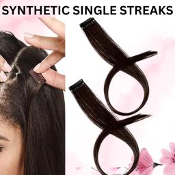 Brown single streaks straight clip in hair extensions like real hair for women Hair Extension-image-36