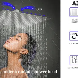 ANMEX 12x12 (12 Inch) UltraSlim Heavy SS Rain Shower Head with 18inch Arm image 4