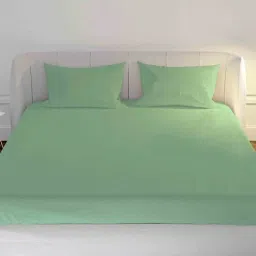 mayfair homes london Green 144 TC 100 % Cotton Double Size Bedsheet With 2 Pillow Covers-picture-4