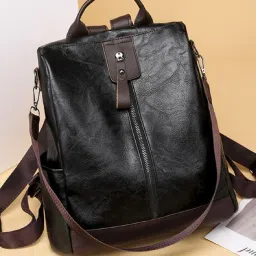 Small 10 L Laptop Backpack Laptop Backpack Vegan Leather Casual Convertible Backpack Handbag-image-86