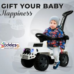 Stylish Hummer Plus Ride On Car For Kids With Music & Lights Parental Push Handle Car Tricycle-image-84