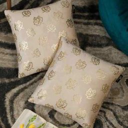 hosta homes Cream Velvet Abstract 16X16 Inches Cushion Covers (Pack of 2)-picture-27