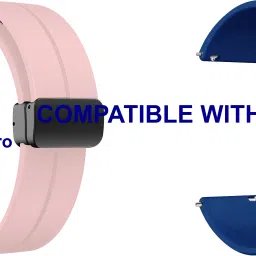 ACM WSM19G20CPKDBL2682 Pack of 2 Watch Strap Magnetic Clasp 20mm for Amazfit Bip 3 Pro Smartwatch (Creame Pink/Dark Blue) Smart Watch Strap-picture-30