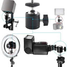 POZUB Tripod Mount Ball Head with 1/4" Screw Thread Base Mount Adapter for DSLR Camera Tripod Ball Head, Tripod Clamp, Tripod Bracket, Tripod Kit, Monopod, Monopod Kit, Tripod image 2