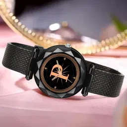 prominent letter 'P' on its dial Black Rubber Casual,Formal,Party,Wedding Analog Watch - For Girls GEN-BK-ALPHA-P-BLK-SFR-1-25