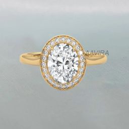 Oval Shape Halo Moissanite Ring Silver Ring-image-80