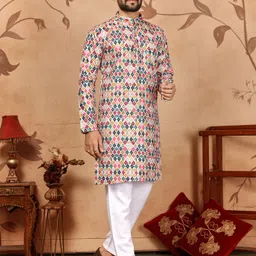 cellux Men Cotton Blend Kurta Pyjama Set-picture-13