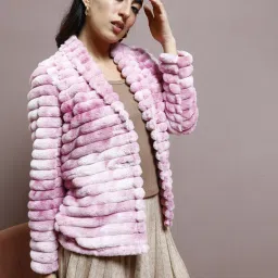 Faux Fur Striped Coat For Women-image-52