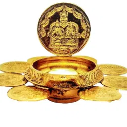 Lakshmi Kubera Coin Deepam Brass, Lakshmi Kubera Colin Lamp Brass 12 CM Radius Brass Table Diya-image-13
