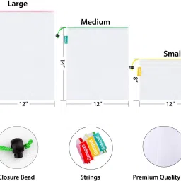ganapati Vegetable Bag for Fridge Fruit Net Bag for Refrigerator Reusable Multipurpose Draw string Washable Storage Mesh Grocery Bag. Pack of 24 Grocery Bags image 5