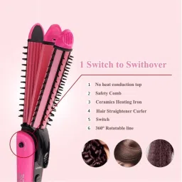 Oneness NHC-8890, 3 in 1 - Hair Straightener, Hair Curler & Hair Crimper NHC8890 3 IN 1 Professional Hair Straightener Crimper Roller For Women HS13 Hair Styler-80
