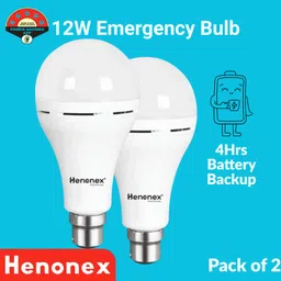 henonex Pack of 2 – 12W LED Emergency Bulbs with Automatic Recharge 2 hrs Bulb Emergency Light-picture-4