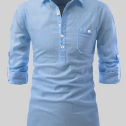 Men Solid Pure Cotton A-line Kurta-image-92
