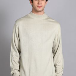 park avenue Men Solid High Neck Beige Sweater-picture-17