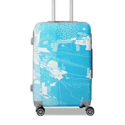 Blue & White Printed Hard Sided Trolley Bag-picture-3