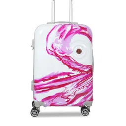 Polo Class Pink & White Printed Hard Sided Cabin Trolley Bag-22