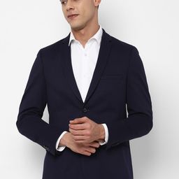 Allen Solly Men Navy Blue Slim-Fit Single-Breasted Blazer-picture-20