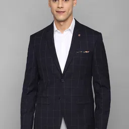 Allen Solly Men Navy Blue Checked Slim-Fit Blazers-image-95
