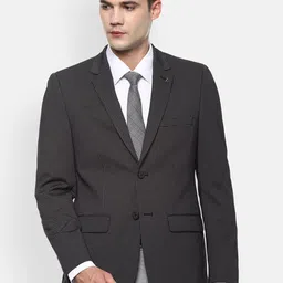Van Heusen Men Grey & Black Checked Slim-Fit Single-Breasted Formal Blazer-53