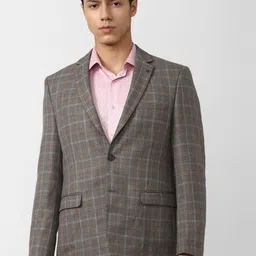 Van Heusen Men Grey Checked Patterned Single-Breasted Slim-Fit Formal Blazer-picture-45