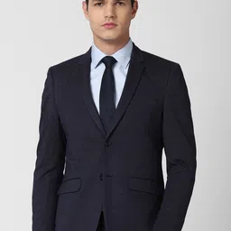 Van Heusen Men Navy Blue Solid  Slim-Fit Single-Breasted Formal Blazer-picture-38