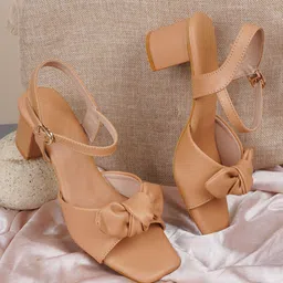 HEELSNFEELS Beige Party Block Sandals-30