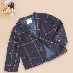 MeeMee Infant Boys Checked Single Breasted Cotton Blazer-12