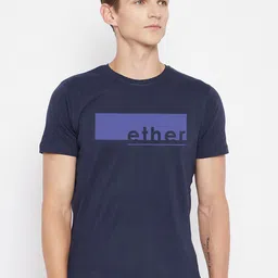 ether Men Navy Blue Typography Printed T-shirt-image-90