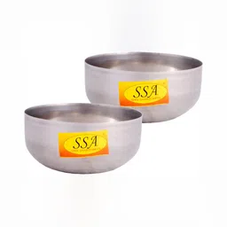 Shivshakti Arts Silver-Toned 2 Pieces Stainless Steel Glossy Mixing Bowls 300 ml-12