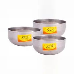 Shivshakti Arts Silver-Toned 3 Pieces Stainless Steel Glossy Mixing Bowls 300 ml-19