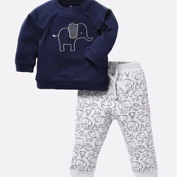 BABY GO Boys Navy Blue & White Printed Clothing Set-image-62