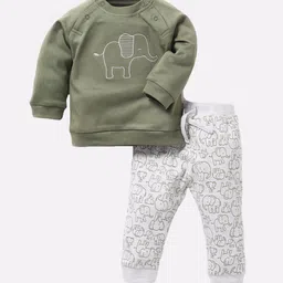 BABY GO Boys Olive Green & White Printed Clothing Set-image-8