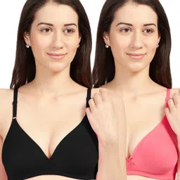 Sonari Pack Of 2 Black & Coral Red Cotton Blend Everyday Bras omaniablackcoral30B-picture-7
