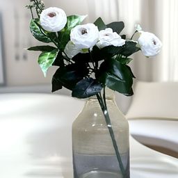 Akaar White & Green Peony Artificial Flower-19