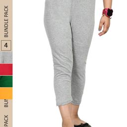 IndiWeaves Girls Red & Grey Capris-image-0