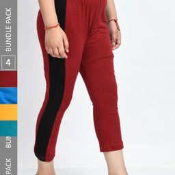 IndiWeaves Girls Pack Of 5 Striped Pure Cotton Capris-image-39