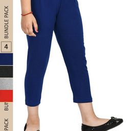 IndiWeaves Girls Pack Of 4 Mid-Rise Pure Cotton Capris-image-74