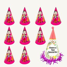 Special You Pink & Red 10 Pieces Chota Bheem Birthday Caps-18