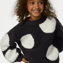 Marks & Spencer Girls Abstract Printed Fuzzy Pullover Sweater-picture-8