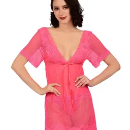 bare dezire Self Design V-Neck Baby Doll-image-20