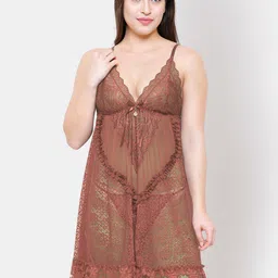 FashionRack Coffee Brown Net Baby Doll-picture-17